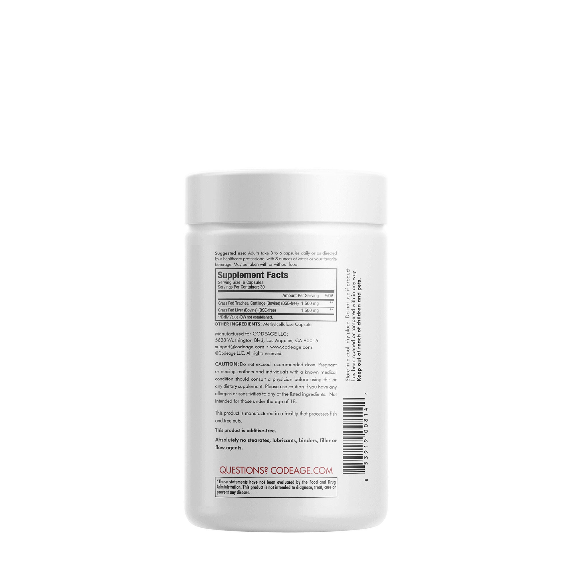 Grass-Fed Beef Cartilage - 180 Capsules (30 Servings)